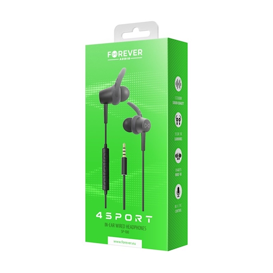 Изображение Forever SP-100 4Spor In-Ear Vada austiņas 1.2m Black