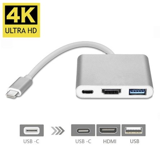 Picture of Adapter USB Fusion Accessories USB-C Multiport Adapter (USB 3.0 / HDMI / USB Type C) Silver