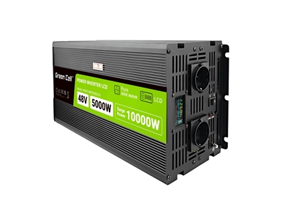 Изображение Green Cell Przetwornica napicia PowerInverter LCD 48 V 5000W/10000W Przetwornica samochodowa z wywietlaczem - czysty sinus 10 kVA Black