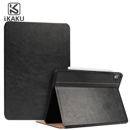 Attēls no iKaku Plain Eco-Leather Moderns Planšetdatra maks ar stendu Huawei Honor Tab 5 / T5 / M5 Lite 8.0'' Melns