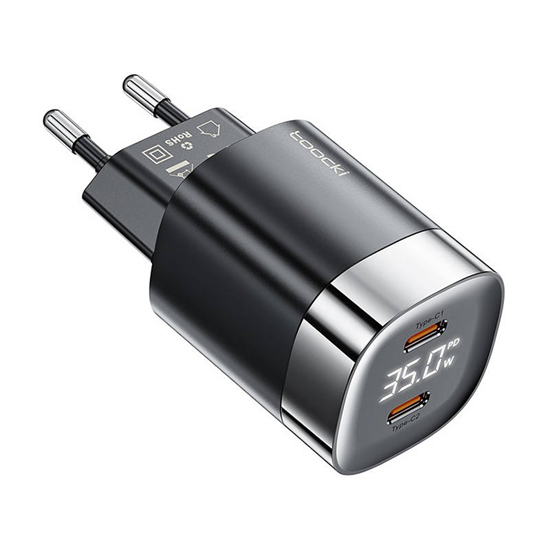 Изображение Toocki 2x USB-C, GaN 35W lādētājs (melns)