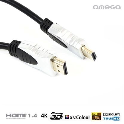 Attēls no Omega OCHG14 HDMI V1.4 Ar Internetu type A - 19/19 male/male Premium Gold Vads 1.5m Melns (Blister Box)