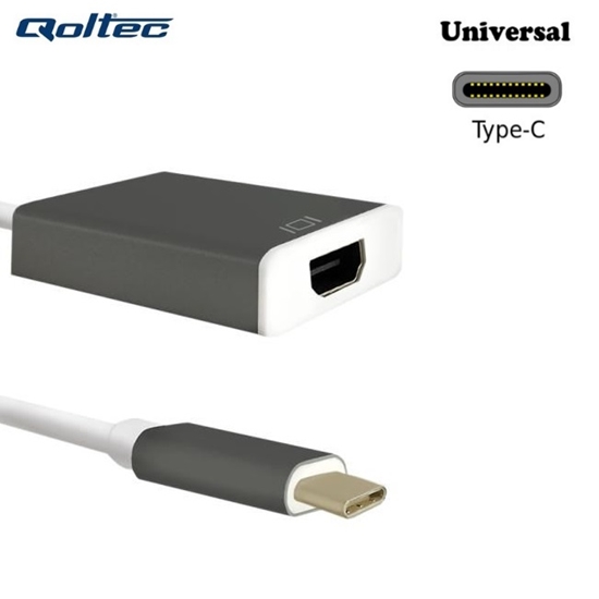 Picture of Qoltec 50427 USB Type-C 3.1 Porta Adapteris uz HDMI AF Kabelis 20cm Balts