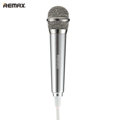 Picture of Remax K01 Mini Universāls 3.5mm Vada Mikrofons priekš Karaoke & AUX Iekārtām ar 2x Plug-In Adapteri Sudraba
