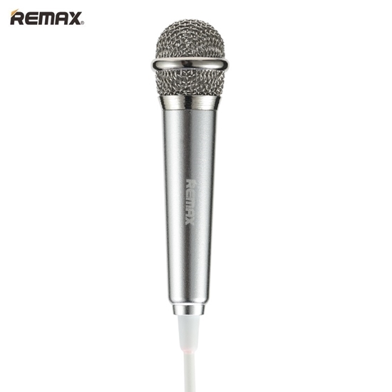 Изображение Remax K01 Mini Universāls 3.5mm Vada Mikrofons priekš Karaoke & AUX Iekārtām ar 2x Plug-In Adapteri Sudraba