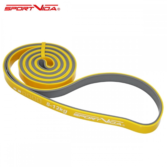 Изображение SportVida Ekspanders spēka gumija Fitnesa un GYM treniņiem 2080 * 15 * 4,5 MM (8-12kg) Dzeltena