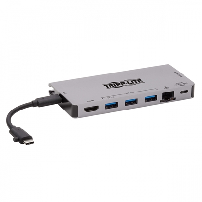 Picture of Stacja dokująca USB-C 4K HDMI, USB 3.2 Gen 1, koncentrator USB-A, GbE, karta pamięci, ładowanie PD 100 W, odłączany przewód U442-DOCK5D-GY 