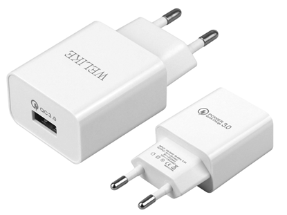 Picture of Strāvas lādētājs ar USB ligzdu, WK-019, Quick Char