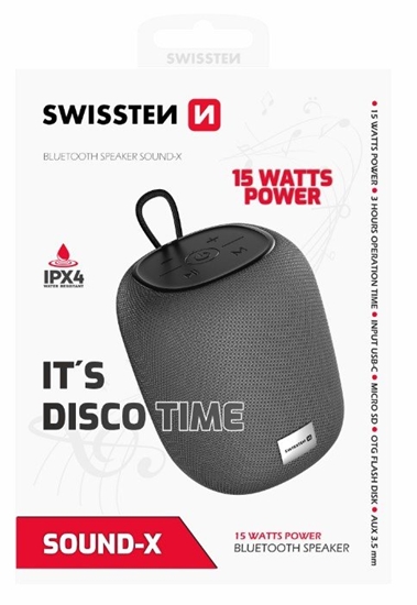 Picture of Swissten SOUND-X Bluetooth Portatīvs Bezvadu Skaļrunis USB / Micro SD / 15W / AUX