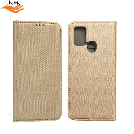 Изображение TakeMe Magnēstikas Fiksācijas Sāniski atverams maks bez klipša Samsung Galaxy Xcover 4s (G398F) Zelta