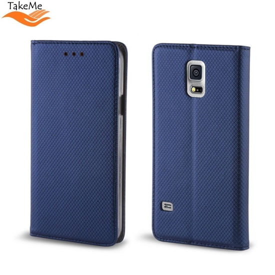 Изображение TakeMe Magnēstikas Fiksācijas Sāniski atverams maks bez klipša Xiaomi Redmi Note 9 Pro / Note 9 Pro Max / Note 9S Tumši Zils