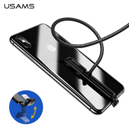 Picture of Usams US-SJ278 U9 Pīts NOlikāmas Formas Spēļu USB uz Lightning Kabelis 1.5m ar piesūcekli Melns