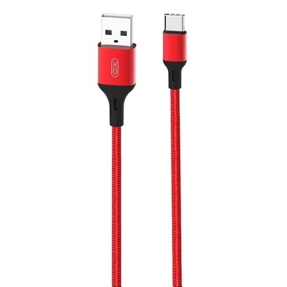 Picture of XO NB143 Izturīgs TPE Universāls USB uz USB-C (Type-C) Datu & Ārās uzlādes 2.4A Kabelis 1m Sarkans