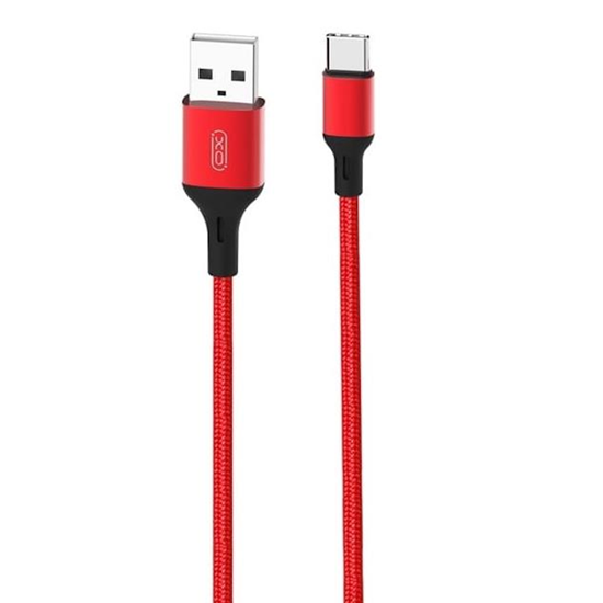 Picture of XO NB143 Izturīgs TPE Universāls USB uz USB-C (Type-C) Datu & Ārās uzlādes 2.4A Kabelis 2m Sarkana