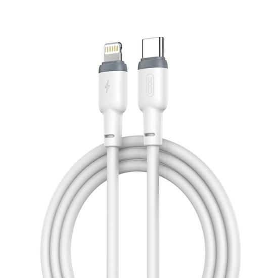 Изображение XO NB208A Durable TPE Universāls USB-C uz Lightning PD 20W Datu & Ātrās uzlādes Kabelis 1m Balts