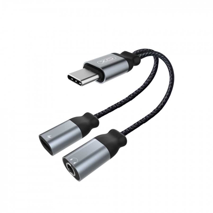 Attēls no XO NBR160B USB-C Aux vads - adapteris uz USB-C + 3.5mm Audio 1.2m Black