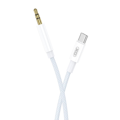 Attēls no XO NB-R211B USB-C (Type-C) uz 3.5mm Stereo Audio konektora savienojumu AUX Vads 1m Balts