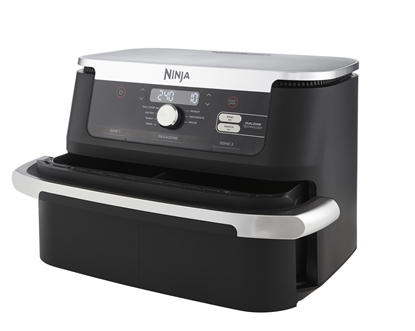 Attēls no Ninja AF500EU fryer Double 10.4 L Stand-alone 2470 W Hot air fryer Black, Stainless steel