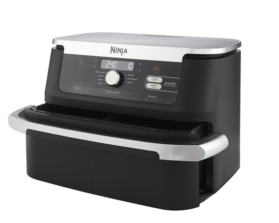 Изображение Ninja AF500EU fryer Double 10.4 L Stand-alone 2470 W Hot air fryer Black, Stainless steel