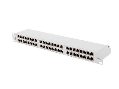 Изображение Patch panel 48 portów 1U 19 cali kat.6 ftp ekranowany szary