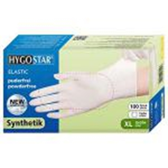 Изображение *Sintētiskie cimdi XL balti 100gb HYGOSTAR Elastic nepūderēt