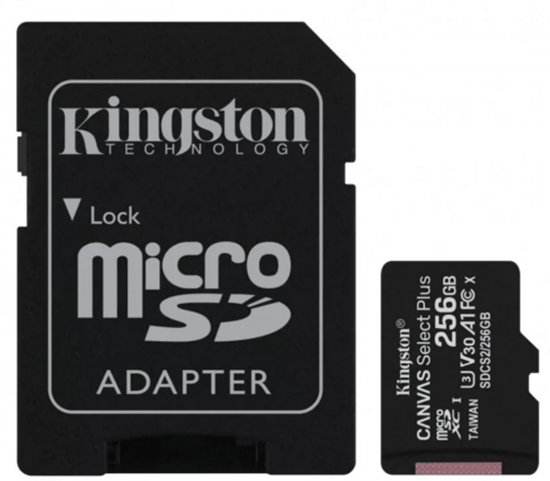 Picture of 256GB Atmiņas karte MICRO SDXC Kingston Canvas ar SD adapteri, UHS-I, U3, V30