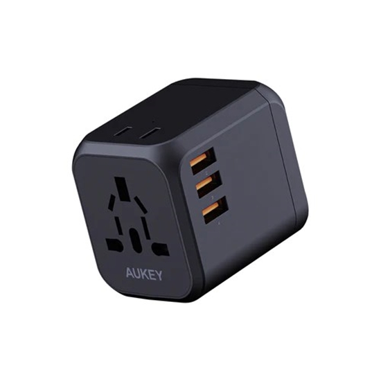 Picture of AUKEY PA-TA04 Universal Travel Adapter Charger 30W with USB-C & USB-A UK USA EU AUS CHN 150 Countries