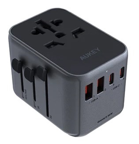 Picture of AUKEY PA-TA07 Universal Travel Adapter Charger 35W with USB-C & USB-A UK USA EU AUS CHN 150 Countries