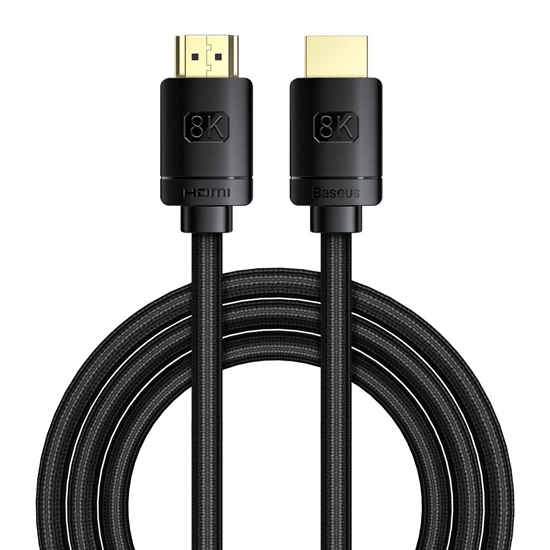 Изображение Kabelis Baseus HDMI 2.1 cable 8K 60 Hz 48 Gbps / 4K 120 Hz / 2K 144 Hz 3D eARC QMS Dynamic HDR VRR ALLM, 3 m, Juodas