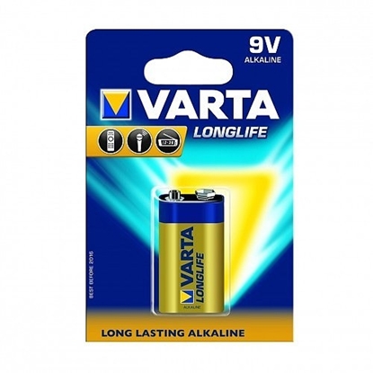 Picture of BAT9.ALK.VL1; 6LR61/9V baterijas Varta Longlife Alkaline MN1604/4122 iepakojumā 1 gb.