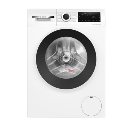 Attēls no Bosch | Washing Machine with Dryer | WNG2540LSN | Energy efficiency class D | Front loading | Washing capacity 10.5 kg | 1400 RPM | Depth 64 cm | Width 60 cm | Display | LCD | Drying system | Drying capacity 6 kg | Steam function | White