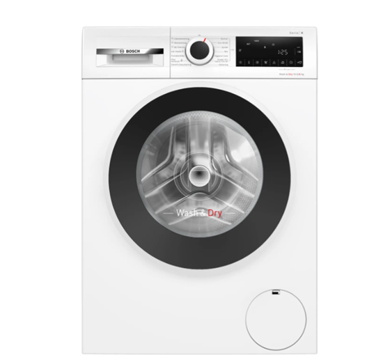 Изображение Bosch | Washing Machine with Dryer | WNG2540LSN | Energy efficiency class D | Front loading | Washing capacity 10.5 kg | 1400 RPM | Depth 64 cm | Width 60 cm | Display | LCD | Drying system | Drying capacity 6 kg | Steam function | White