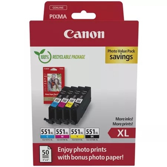 Picture of Canon CLI-551XL BK/C/M/Y Photo Value Pack