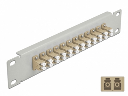 Attēls no Delock 10″ Fiber Optic Patch Panel 12 Port LC Duplex beige 1U grey