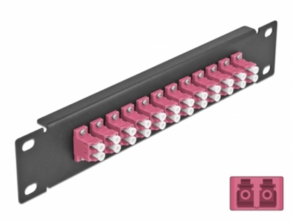 Attēls no Delock 10″ Fiber Optic Patch Panel 12 Port LC Duplex violet 1U black