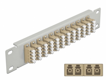 Attēls no Delock 10″ Fiber Optic Patch Panel 12 Port LC Quad beige 1U grey