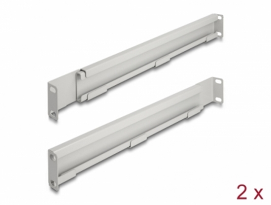 Изображение Delock 19″ Mounting bracket adjustable length 368 - 600 mm for network cabinet 1U grey 2 pieces