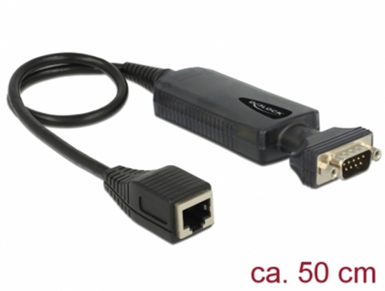 Picture of Delock Converter Ethernet LAN RJ45 10/100 Mbps jack to serial RS-232 DB9 male with nuts