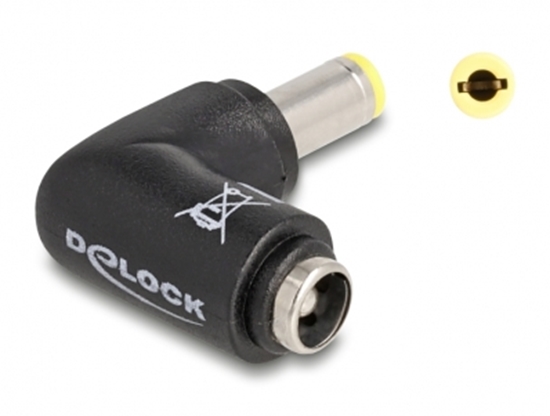 Picture of Delock DC Adapter 5.5 x 2.5 mm male to 5.5 x 2.5 female 90° angled