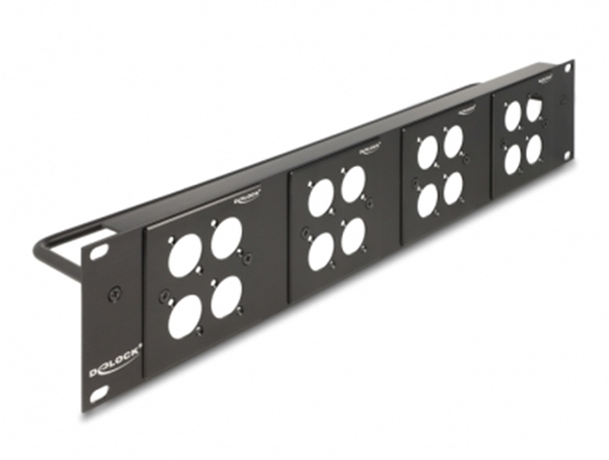 Picture of Delock D-Type 19″ Patch Panel with 4 D-Type plates 86 x 86 mm and 4 ports 2U black