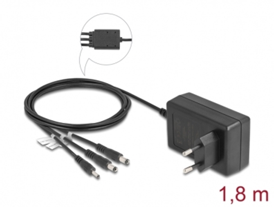 Изображение Delock External Power Supply DC 3.5 x 1.35 mm, DC 5.5 x 2.1 mm, DC 5.5 x 2.5 mm 12.0 V / 3.0 A / 36.0 W