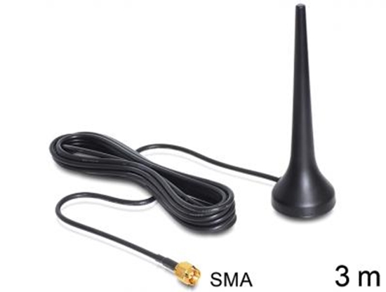 Picture of Delock GSM Quadband Antenna SMA 2 dBi Omnidirectional With Magnetic Stand Fixed Black Outdoor