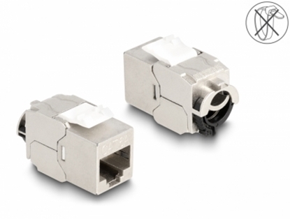 Attēls no Delock Keystone Module RJ45 jack to LSA Cat.6A STP with locking clip and cable tie-free