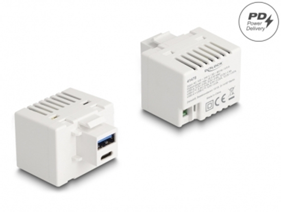 Picture of Delock Keystone Module with USB Type-A and USB Type-C™ Charging Port PD 20 W white