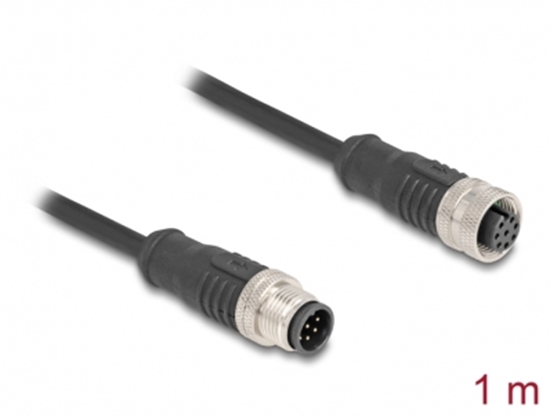 Picture of Delock M12 Cable A-coded 8 pin male to female PVC 1 m