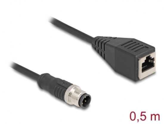 Изображение Delock M12 Cable D-coded 4 pin male to RJ45 female PVC 0.5 m