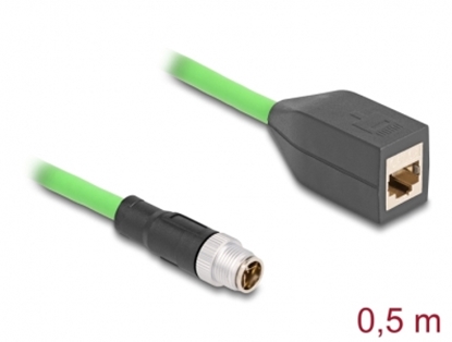 Attēls no Delock M12 Cable X-coded 8 pin male to RJ45 female PUR (TPU) 0.5 m