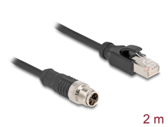 Picture of Delock M12 Cable X-coded 8 pin male to RJ45 male PVC 2 m