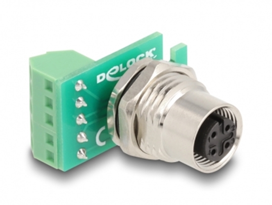 Picture of Delock M12 Transfer Module Adapter 4 pin A-coded female to 5 pin terminal block for installation