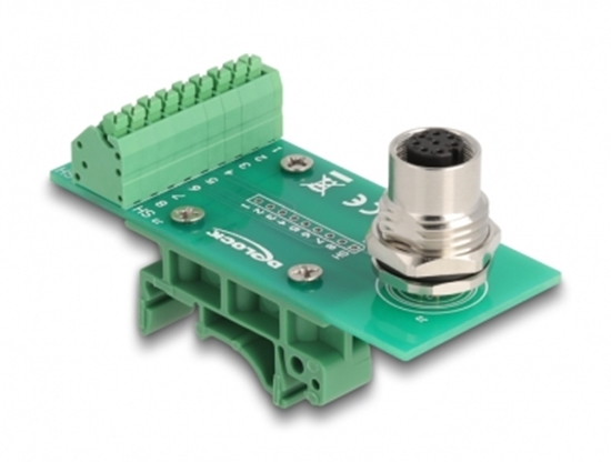 Picture of Delock M12 Transfer Module Adapter 8 pin A-coded female to 9 pin terminal block for DIN rail